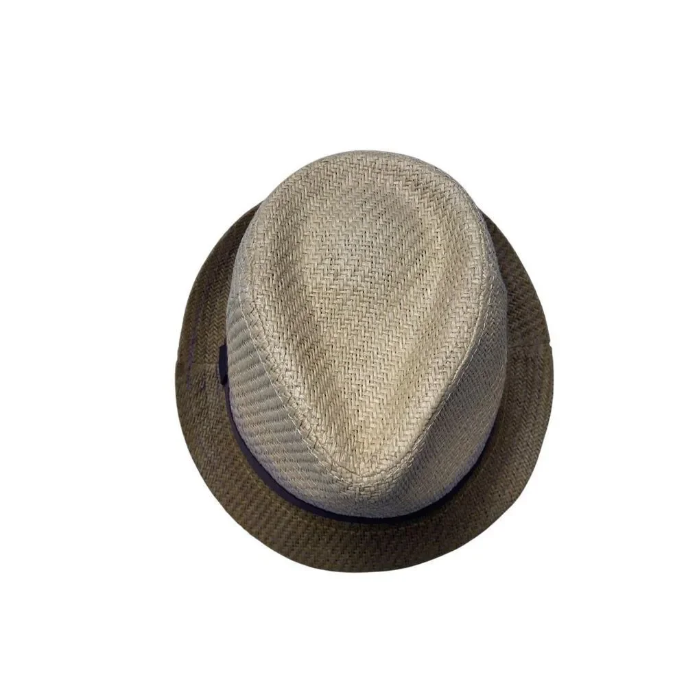 Short Brim Paper Straw Fedora Hat Summer Vacation Beach Travel Formal Costume